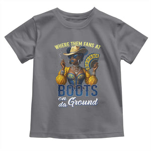 Melanin Cowgirls Linedance Toddler T Shirt Where Them Fans At Boots On Da Ground TS02 Charcoal Print Your Wear