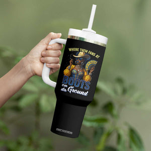 Melanin Cowgirls Linedance Tumbler With Handle Where Them Fans At Boots On Da Ground TS02 Print Your Wear