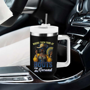 Melanin Cowgirls Linedance Tumbler With Handle Where Them Fans At Boots On Da Ground TS02 Print Your Wear