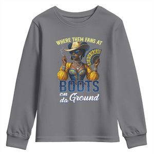 Melanin Cowgirls Linedance Youth Sweatshirt Where Them Fans At Boots On Da Ground TS02 Charcoal Print Your Wear