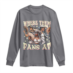 Melanin Cowgirls Long Sleeve Shirt Where Them Fans At Country Life Women Girls TS02 Charcoal Print Your Wear