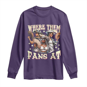 Melanin Cowgirls Long Sleeve Shirt Where Them Fans At Country Life Women Girls TS02 Purple Print Your Wear