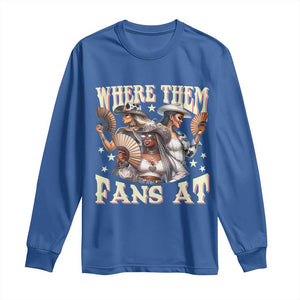 Melanin Cowgirls Long Sleeve Shirt Where Them Fans At Country Life Women Girls TS02 Royal Blue Print Your Wear