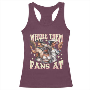 Melanin Cowgirls Racerback Tank Top Where Them Fans At Country Life Women Girls TS02 Maroon Print Your Wear