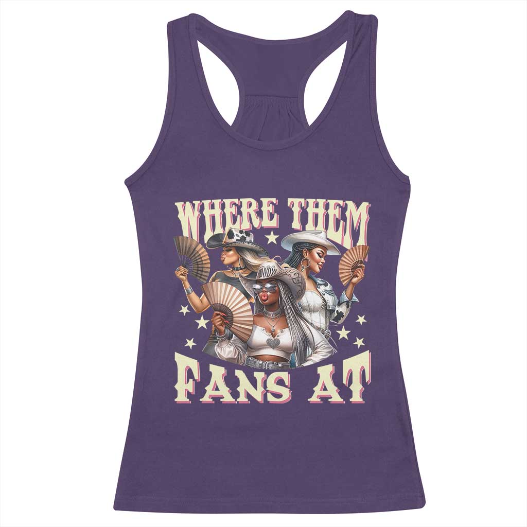 Melanin Cowgirls Racerback Tank Top Where Them Fans At Country Life Women Girls TS02 Purple Print Your Wear