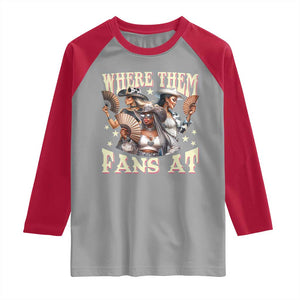 Melanin Cowgirls Raglan Shirt Where Them Fans At Country Life Women Girls TS02 Sport Gray Red Print Your Wear