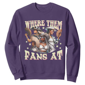 Melanin Cowgirls Sweatshirt Where Them Fans At Country Life Women Girls TS02 Purple Print Your Wear
