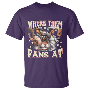 Melanin Cowgirls T Shirt Where Them Fans At Country Life Women Girls TS02 Purple Print Your Wear