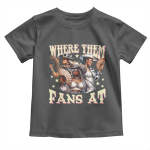 Melanin Cowgirls Toddler T Shirt Where Them Fans At Country Life Women Girls TS02 Dark Heather Print Your Wear