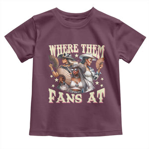 Melanin Cowgirls Toddler T Shirt Where Them Fans At Country Life Women Girls TS02 Maroon Print Your Wear
