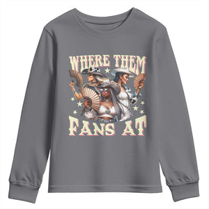 Melanin Cowgirls Youth Sweatshirt Where Them Fans At Country Life Women Girls TS02 Charcoal Print Your Wear
