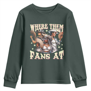 Melanin Cowgirls Youth Sweatshirt Where Them Fans At Country Life Women Girls TS02 Dark Forest Green Print Your Wear