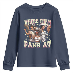 Melanin Cowgirls Youth Sweatshirt Where Them Fans At Country Life Women Girls TS02 Navy Print Your Wear