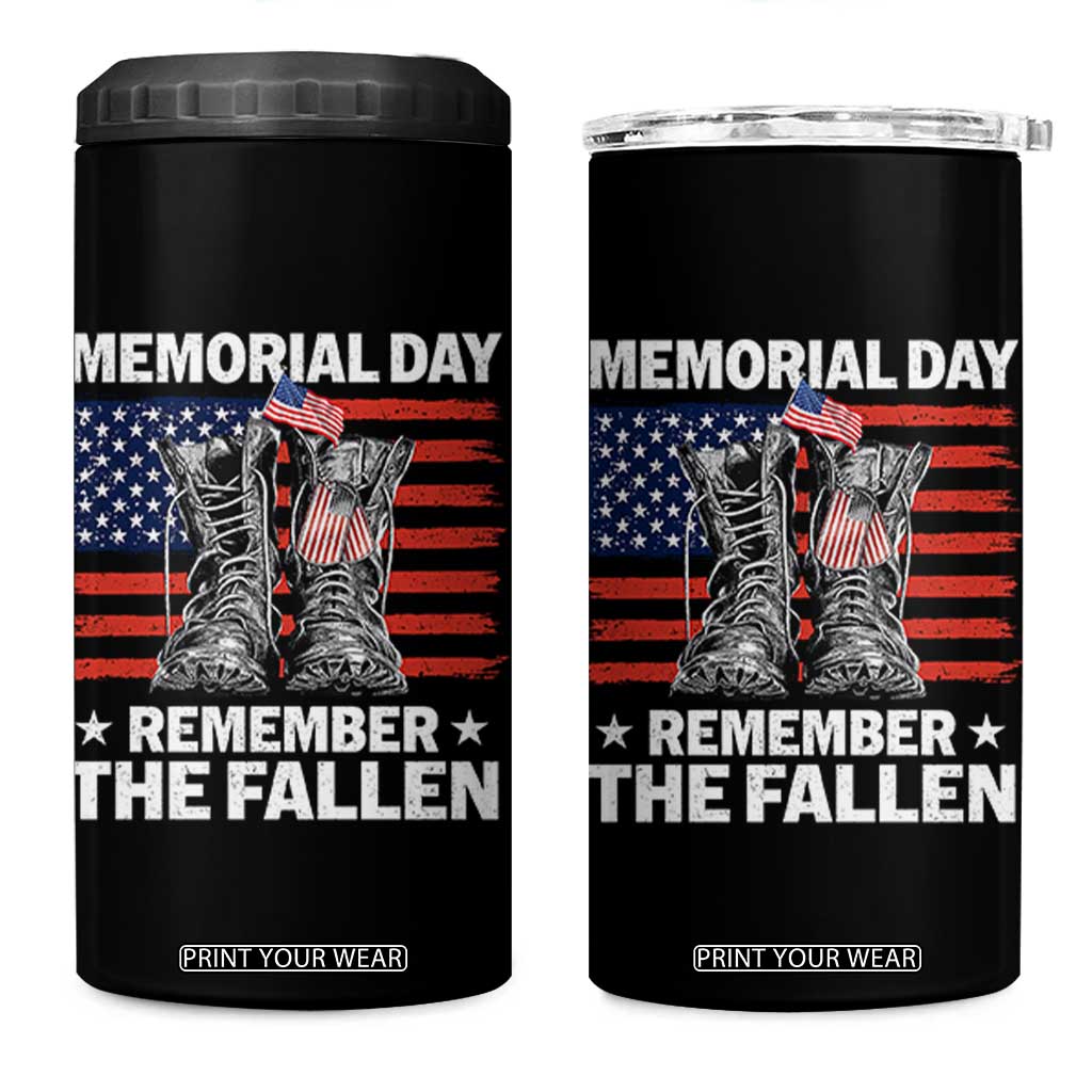 Memorial Day Remember The Fallen 4 in 1 Can Cooler Tumbler Veteran Military Vintage USA Flag TS10 One Size: 16 oz Black Print Your Wear