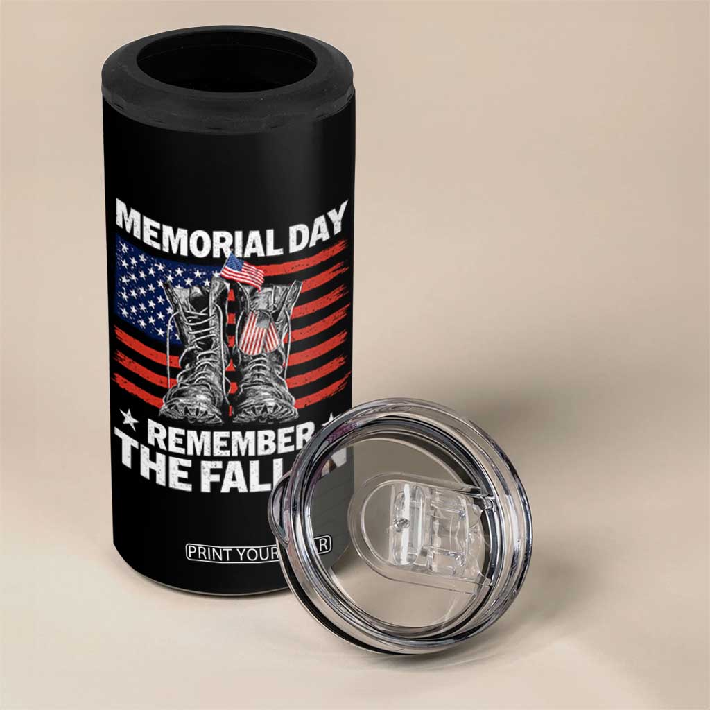 Memorial Day Remember The Fallen 4 in 1 Can Cooler Tumbler Veteran Military Vintage USA Flag TS10 Print Your Wear