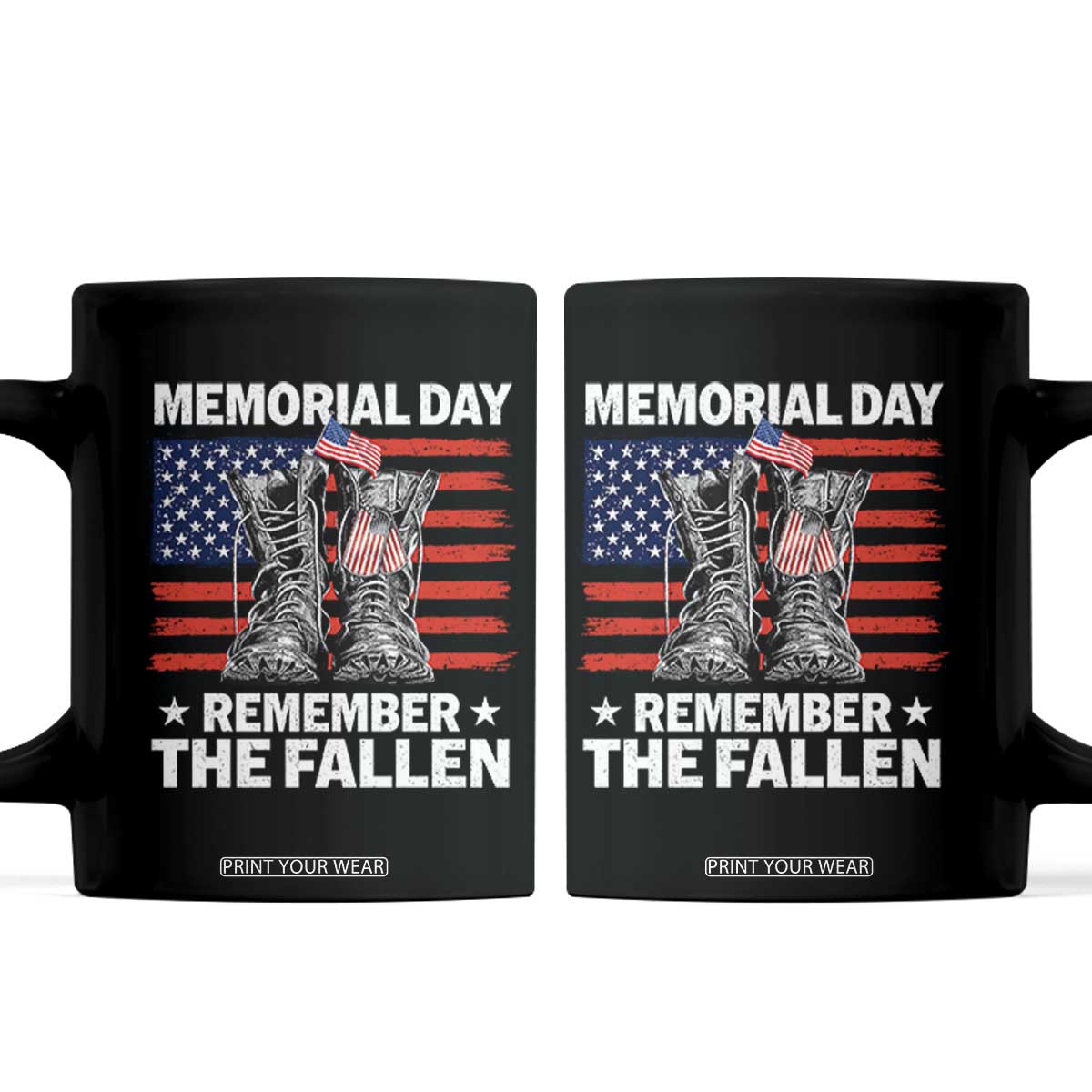 Memorial Day Remember The Fallen Coffee Mug Veteran Military Vintage USA Flag TS10 Black Print Your Wear