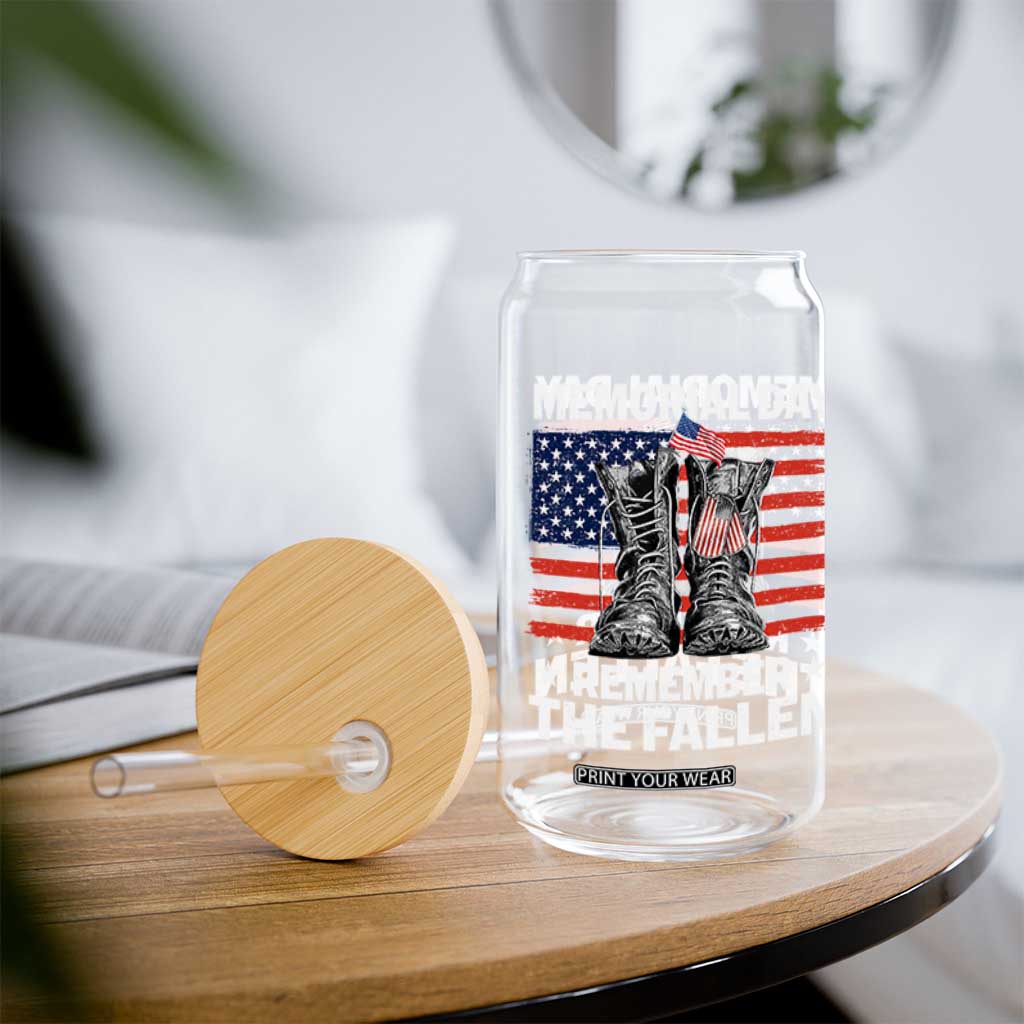 Memorial Day Remember The Fallen Glass Can Veteran Military Vintage USA Flag TS10 Print Your Wear