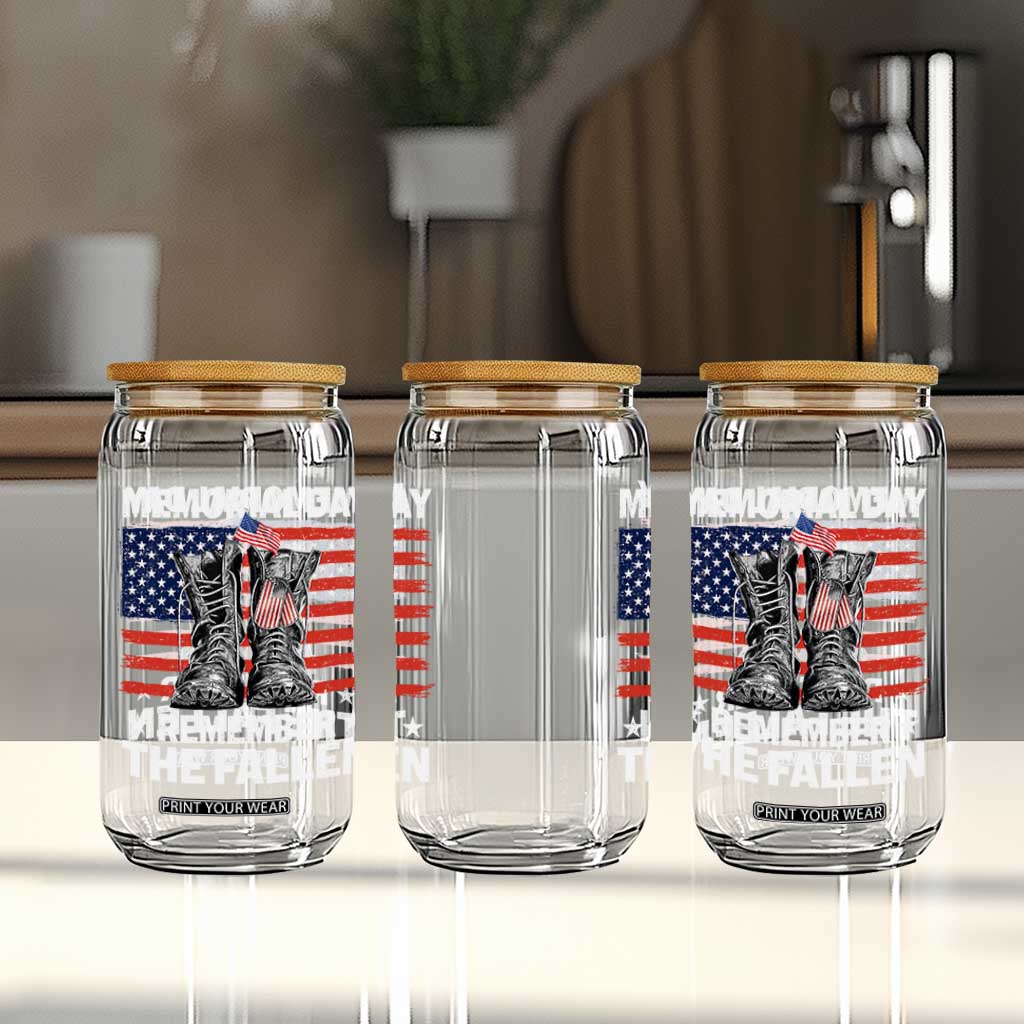 Memorial Day Remember The Fallen Glass Can Veteran Military Vintage USA Flag TS10 Print Your Wear