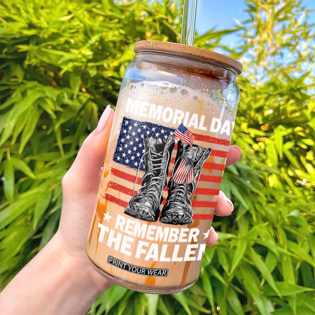 Memorial Day Remember The Fallen Glass Can Veteran Military Vintage USA Flag TS10 Print Your Wear