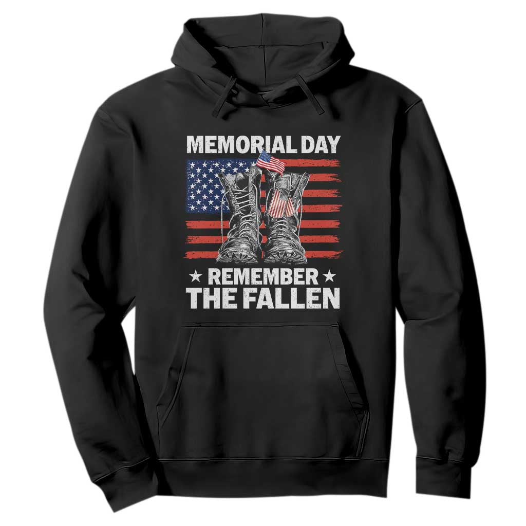 Memorial Day Remember The Fallen Hoodie Veteran Military Vintage USA Flag TS10 Black Print Your Wear