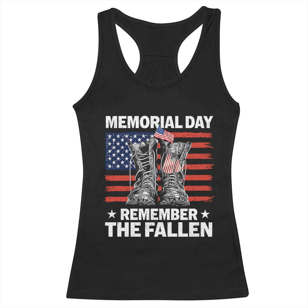 Memorial Day Remember The Fallen Racerback Tank Top Veteran Military Vintage USA Flag TS10 Black Print Your Wear