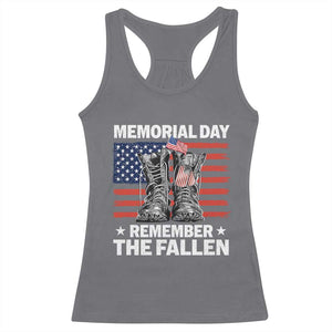 Memorial Day Remember The Fallen Racerback Tank Top Veteran Military Vintage USA Flag TS10 Charcoal Print Your Wear