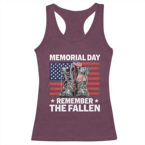 Memorial Day Remember The Fallen Racerback Tank Top Veteran Military Vintage USA Flag TS10 Maroon Print Your Wear