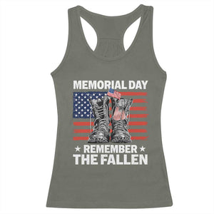 Memorial Day Remember The Fallen Racerback Tank Top Veteran Military Vintage USA Flag TS10 Military Green Print Your Wear