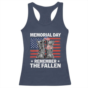 Memorial Day Remember The Fallen Racerback Tank Top Veteran Military Vintage USA Flag TS10 Navy Print Your Wear