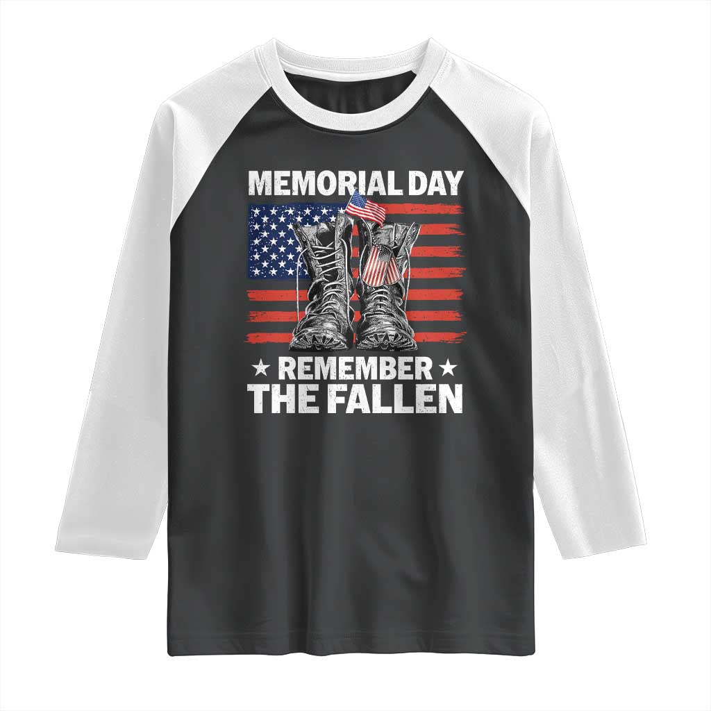 Memorial Day Remember The Fallen Raglan Shirt Veteran Military Vintage USA Flag TS10 Black White Print Your Wear