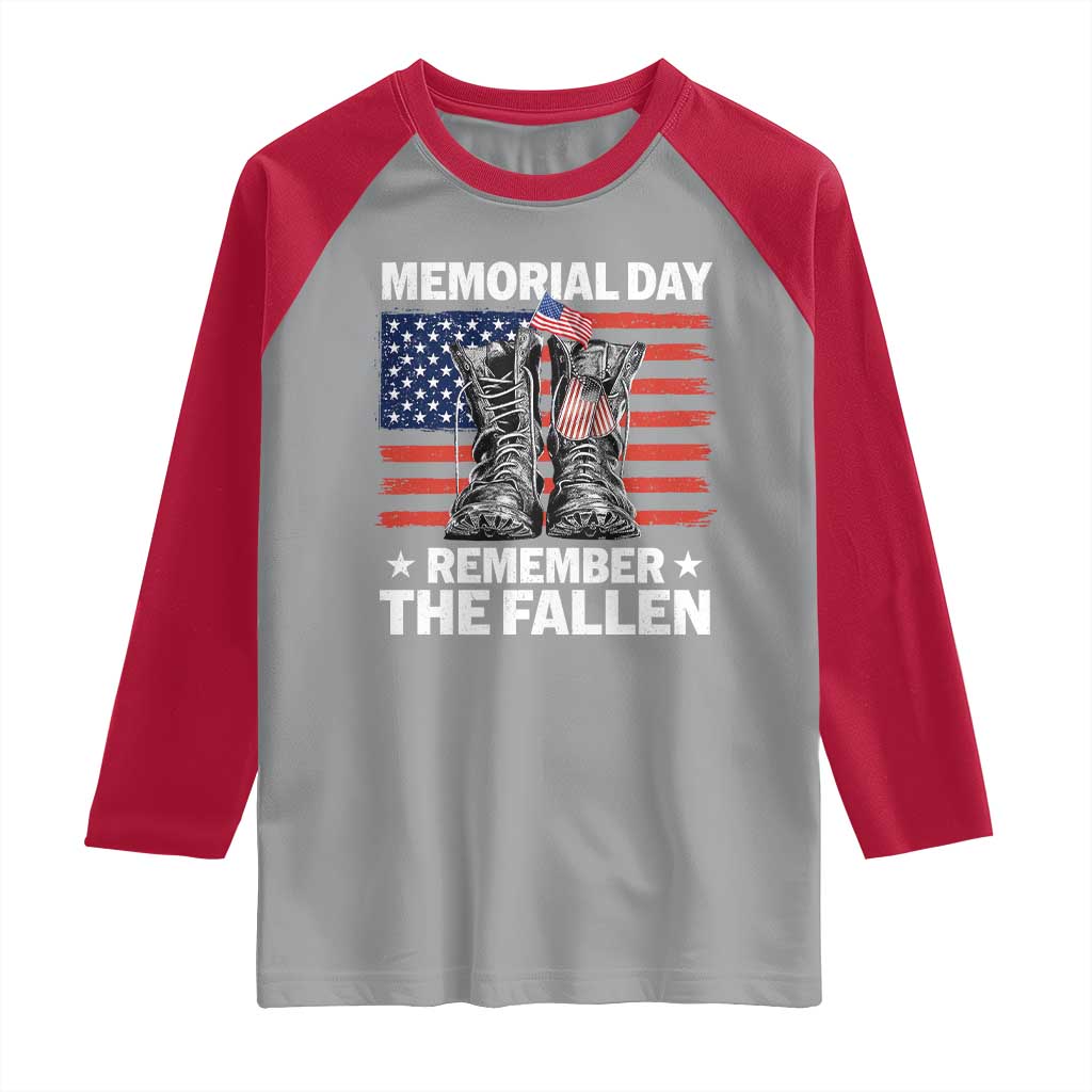 Memorial Day Remember The Fallen Raglan Shirt Veteran Military Vintage USA Flag TS10 Sport Gray Red Print Your Wear