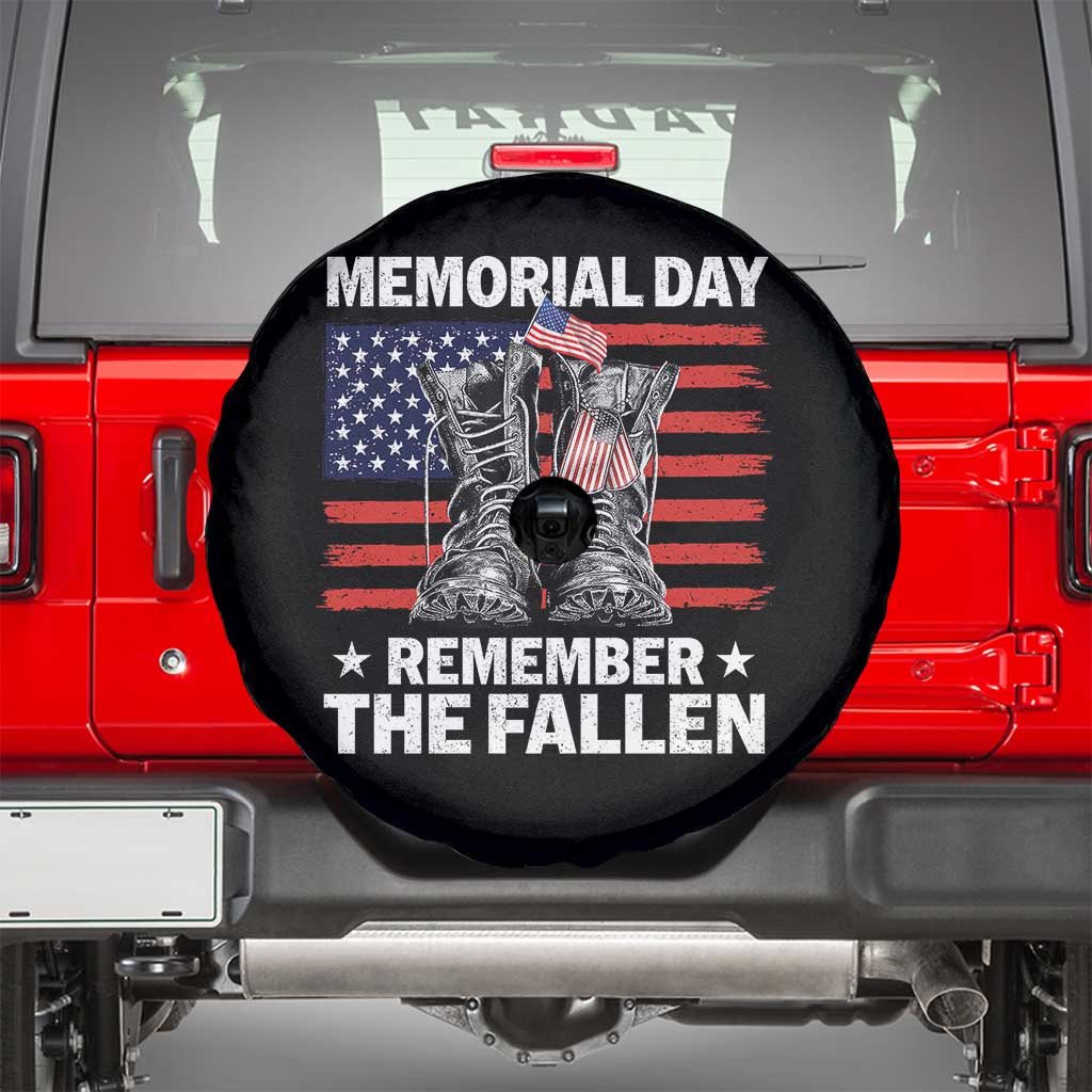 Memorial Day Remember The Fallen Spare Tire Cover Veteran Military Vintage USA Flag TS10 Black Print Your Wear