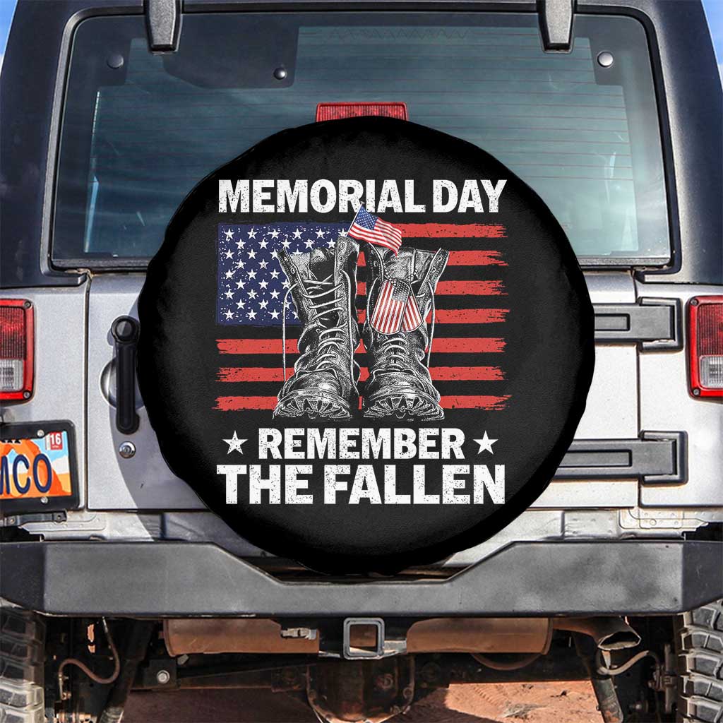 Memorial Day Remember The Fallen Spare Tire Cover Veteran Military Vintage USA Flag TS10 No hole Black Print Your Wear