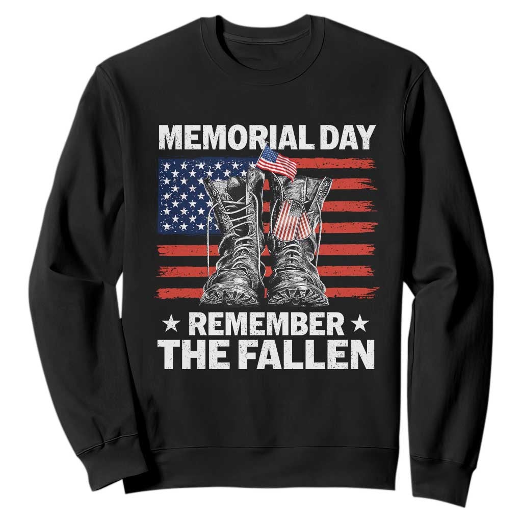 Memorial Day Remember The Fallen Sweatshirt Veteran Military Vintage USA Flag TS10 Black Print Your Wear