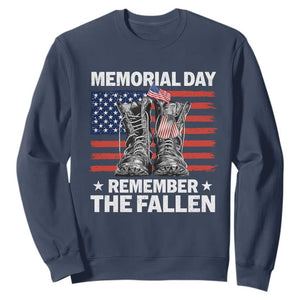Memorial Day Remember The Fallen Sweatshirt Veteran Military Vintage USA Flag TS10 Navy Print Your Wear