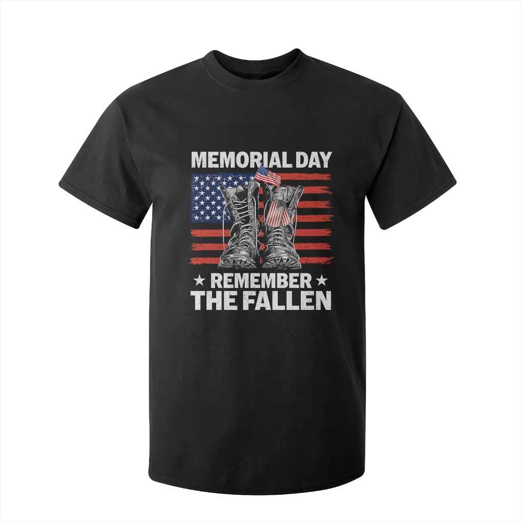 Memorial Day Remember The Fallen T Shirt For Kid Veteran Military Vintage USA Flag TS10 Black Print Your Wear