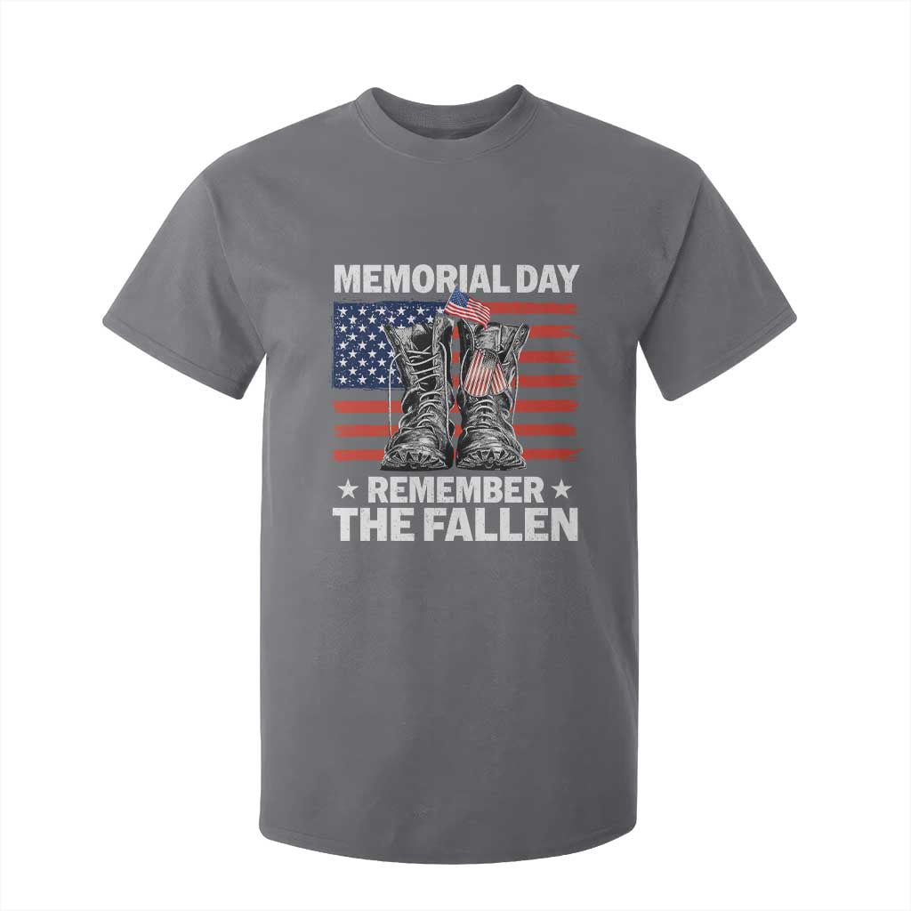 Memorial Day Remember The Fallen T Shirt For Kid Veteran Military Vintage USA Flag TS10 Charcoal Print Your Wear