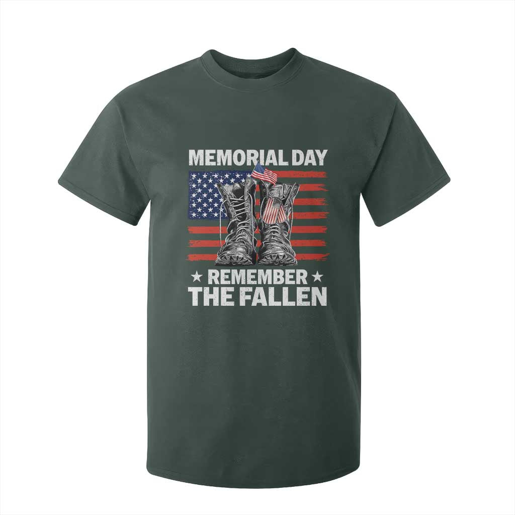 Memorial Day Remember The Fallen T Shirt For Kid Veteran Military Vintage USA Flag TS10 Dark Forest Green Print Your Wear