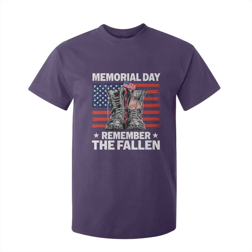 Memorial Day Remember The Fallen T Shirt For Kid Veteran Military Vintage USA Flag TS10 Purple Print Your Wear