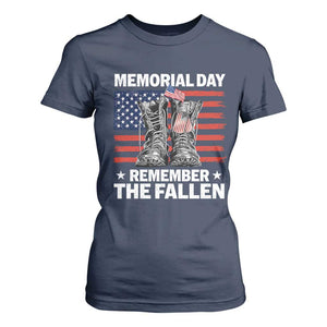 Memorial Day Remember The Fallen T Shirt For Women Veteran Military Vintage USA Flag TS10 Navy Print Your Wear