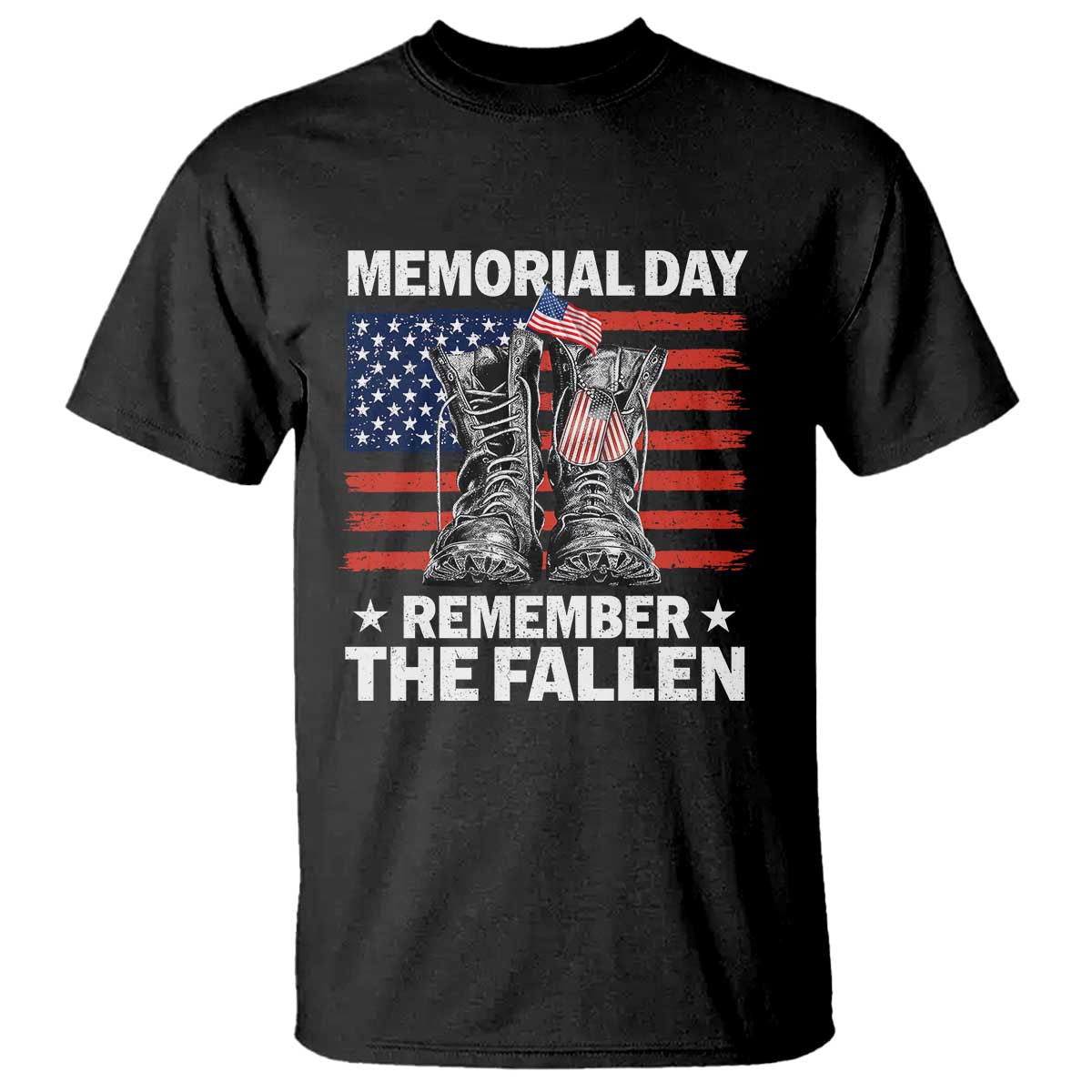 Memorial Day Remember The Fallen T Shirt Veteran Military Vintage USA Flag TS10 Black Print Your Wear