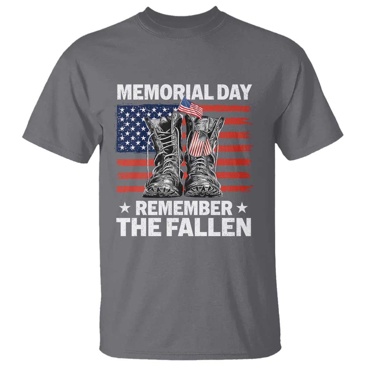 Memorial Day Remember The Fallen T Shirt Veteran Military Vintage USA Flag TS10 Charcoal Print Your Wear