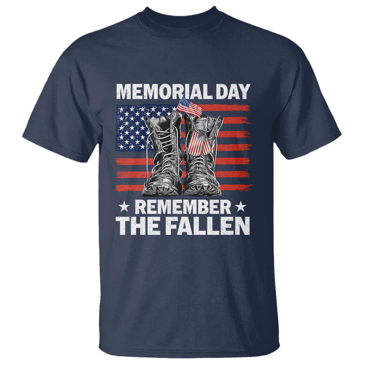 Memorial Day Remember The Fallen T Shirt Veteran Military Vintage USA Flag TS10 Navy Print Your Wear