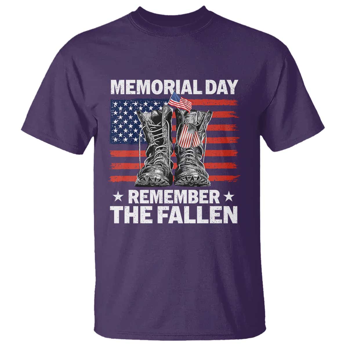 Memorial Day Remember The Fallen T Shirt Veteran Military Vintage USA Flag TS10 Purple Print Your Wear