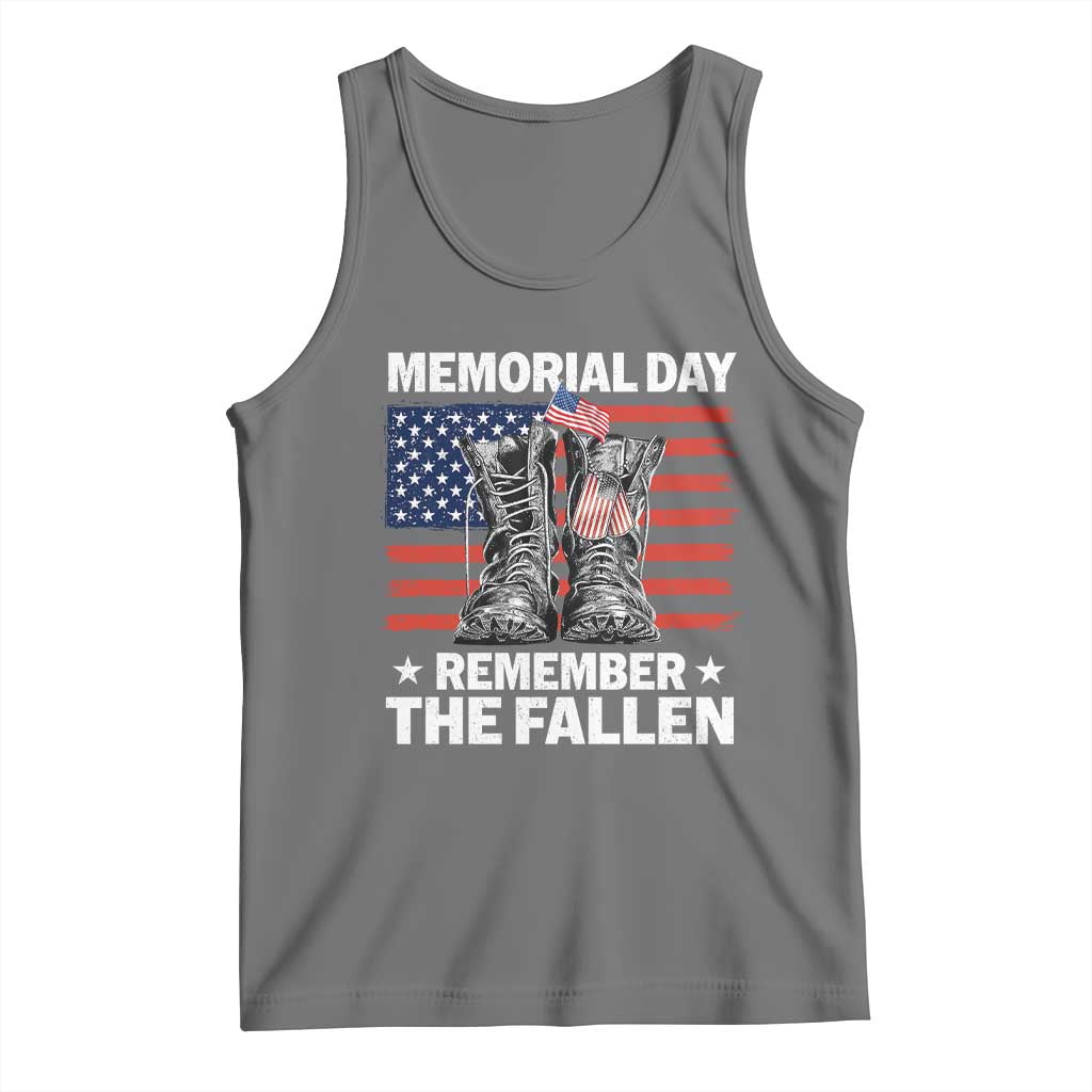 Memorial Day Remember The Fallen Tank Top Veteran Military Vintage USA Flag TS10 Black Heather Print Your Wear