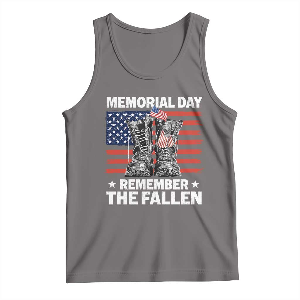 Memorial Day Remember The Fallen Tank Top Veteran Military Vintage USA Flag TS10 Deep Heather Print Your Wear