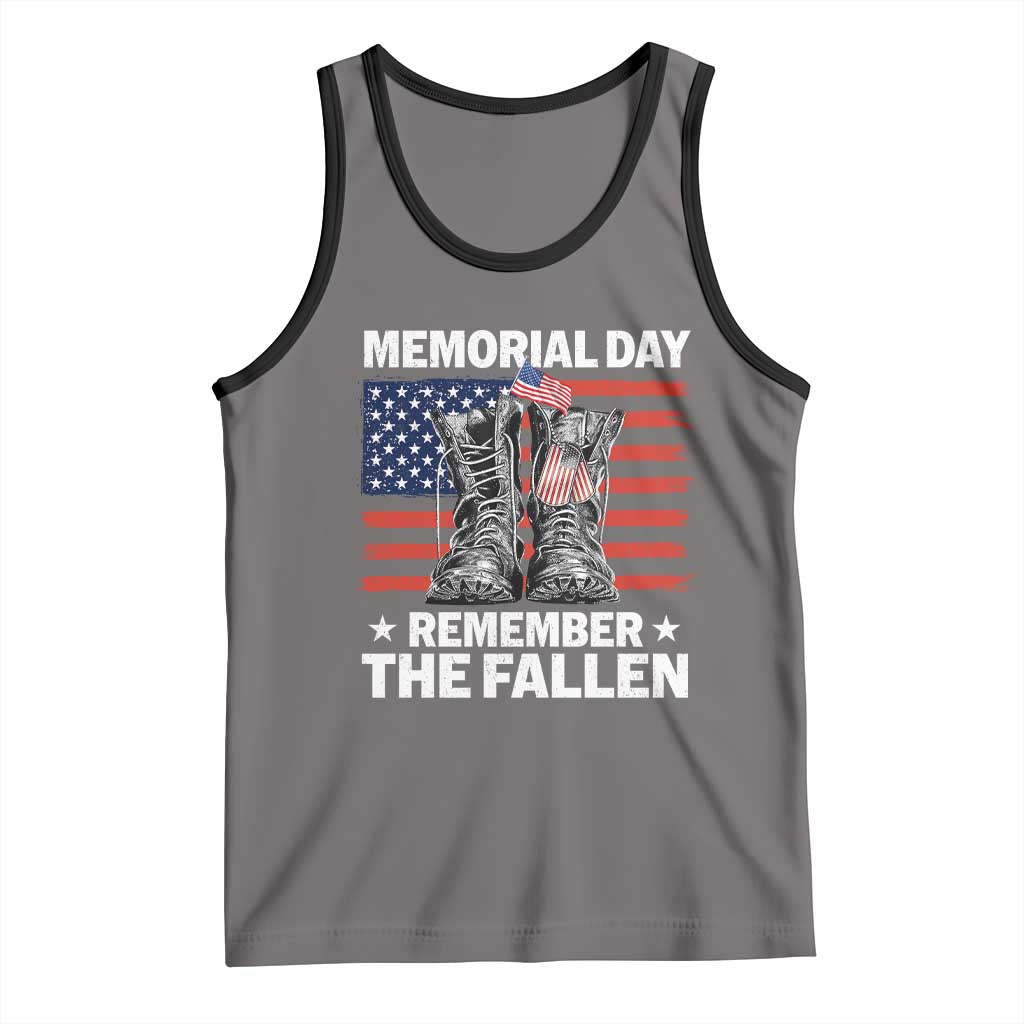 Memorial Day Remember The Fallen Tank Top Veteran Military Vintage USA Flag TS10 Deep Heather Black Print Your Wear