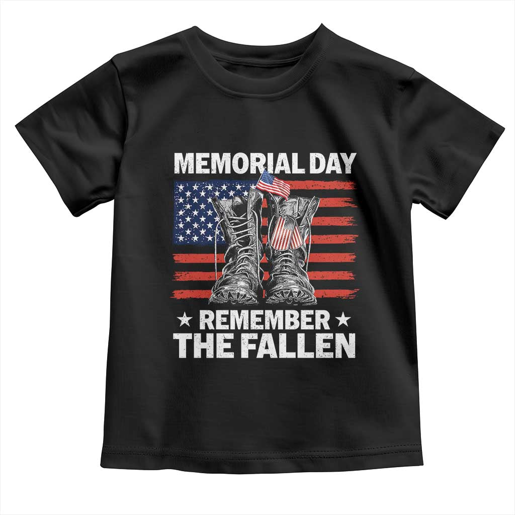 Memorial Day Remember The Fallen Toddler T Shirt Veteran Military Vintage USA Flag TS10 Black Print Your Wear