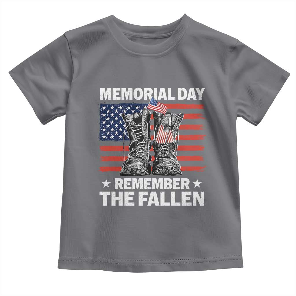 Memorial Day Remember The Fallen Toddler T Shirt Veteran Military Vintage USA Flag TS10 Charcoal Print Your Wear
