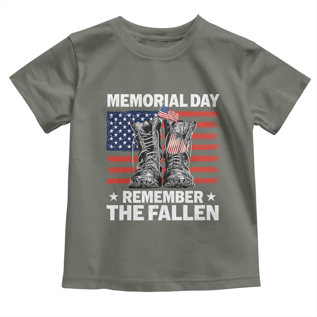 Memorial Day Remember The Fallen Toddler T Shirt Veteran Military Vintage USA Flag TS10 Military Green Print Your Wear
